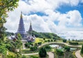 Phra Maha Dhatu Nabha Metaneedol, two pagoda landmark in valley