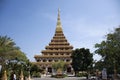 Phra Mahathat Kaen Nakhon pagoda in Wat Nong Waeng temple for thai people and travelers visit and pray at Khon kaen, Thailand Royalty Free Stock Photo