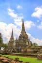 Phra Nakorn Si Ayutthaya,Thailand on July 8,2020:Wat Phra Si Sanphet in Ayutthaya Historical Park,a UNESCO World Heritage Site