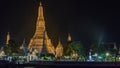 Phra Prang Wat Arun, The beautiful temple along the Chao Phraya river at twilight Bangkok, Thailand Royalty Free Stock Photo