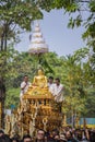 Phra Singh statue of Phra Singh temple was moved to the parade cars for pour water in Songkran festival Royalty Free Stock Photo