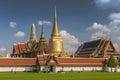 Phra Siratana Chedi gold stupa and Phra Mondop at the Wat Phra Kaeo Kaew Temple at the Royal Palace in Bangkok, Thailand Royalty Free Stock Photo