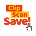 Phrase Clip Scan Save, vector illustration