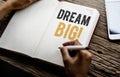 Phrase Dream big on a notebook