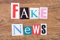 Phrase `Fake news` in cut out magazine letters Royalty Free Stock Photo