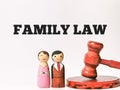 Phrase Family Law with gavel and wooden dolls