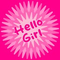 the phrase Hello Girl on the pink banner. Pink geometric banner in Barbie core style . Vector