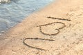 Phrase I LOVE YOU written on beach sand Royalty Free Stock Photo