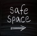 The phrase Safe Space on a blackboard