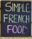 Phrase Simple French Food on chalk board