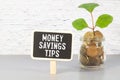 The phrase text money savings, Live Better written on Sticky Note Royalty Free Stock Photo