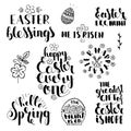 Phrases about Easter. Handwritten lettering set