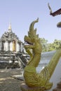 Phraya Naga stairs at Phra Yuen Lamphun Temple in north Thailand