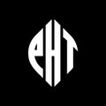 PHT circle letter logo design with circle and ellipse shape. PHT ellipse letters with typographic style. The three initials form a Royalty Free Stock Photo