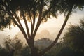 Sunset over the city with mountains in the background (Antalya, Turkey) - Turkish public housing Royalty Free Stock Photo