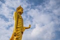 Phu khok ngio big buddha with beautiful blue sky background at chiang khan district loei thailand