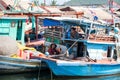 Phu Quoc island, Vietnam - November 19, 2014: Portrait Vietnamese fishermen on the beach in Vietnam