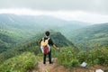 Uttaradit, Thailand, 4 AUG 2018 :At `PHU-SOI-DAO` mountains.Tourist trekking to the top of mountains,This mountain is famous for i