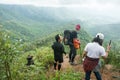 Uttaradit, Thailand, 4 AUG 2018 :At `PHU-SOI-DAO` mountains.Tourist trekking to the top of mountains,This mountain is famous for i