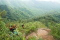 Uttaradit, Thailand, 4 AUG 2018 :At `PHU-SOI-DAO` mountains.Tourist trekking to the top of mountains,This mountain is famous for i