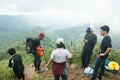 Uttaradit, Thailand, 4 AUG 2018 :At `PHU-SOI-DAO` mountains.Tourist trekking to the top of mountains,This mountain is famous for i