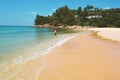 Phuket beach with sea and wave.Tropical landscape with beach and