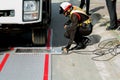 PHUKET-NOVEMBER 3,2016:Police set up portable wheel load scales