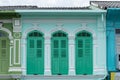 Phuket old town : Sino-Portuguese Architecture buildings. This architectural style is European mixed with Chinese modern, Thailand Royalty Free Stock Photo