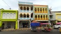 Phuket old town in thalang road with Chino Portuguese style building Royalty Free Stock Photo