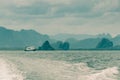 Phuket seascape view with with islands silhouettes, Andaman sea clifs