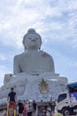 White mosaic big sitting buddha temple statue Royalty Free Stock Photo