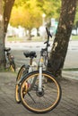 Black yellow Obike smart rental bicycle Royalty Free Stock Photo