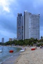 Phuket, Thailand, 03.16.2013. Phuket Beach overlooking the hotel s buildings Royalty Free Stock Photo