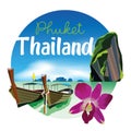 Phuket Thailand Beach Scenery Illustration with orchid Royalty Free Stock Photo