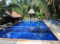 PHUKET, THAILAND - 26.04.2013: beautiful swimming pool with blue water in hotel Kata Country House, tropical resort