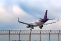 Phuket, Thailand. February 02, 2017. Thai Airways Reg.HS-TXG Over Mai Khao Sea Beach for Landing at Phuket International Airport Royalty Free Stock Photo