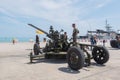 Artillery GHN-45A1 on the Children`s Day in port of Phuket, Thai