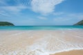 PHUKET, THAILAND- JUL 25, 2017: Crowds of tourists at Naihan beach on JUL 25, 2017 in Phuket, Thailand. Phuket is a popular destin Royalty Free Stock Photo