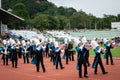 PHUKET, THAILAND - JULY 12, 2018 : Marching band parade of students in the stadium. Royalty Free Stock Photo