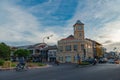 Sunset behind the ancient building that are beautiful in architecture. Royalty Free Stock Photo