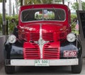 Classic American Dodge truck and US flag. Royalty Free Stock Photo