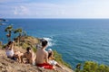 Asia Tourists looking to Seascape of Phuket Best View Point Sunset Royalty Free Stock Photo