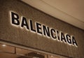 PHUKET, THAILAND - MAY 29, 2022: Balenciaga brand retail shop logo signboard on the storefront in the shopping mall