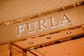 PHUKET, THAILAND - MAY 29, 2022: Furla brand retail shop logo signboard on the storefront in the shopping mall