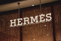 PHUKET, THAILAND - MAY 29, 2022: Hermes brand retail shop logo signboard on the storefront in the shopping mall