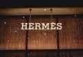 PHUKET, THAILAND - MAY 29, 2022: Hermes brand retail shop logo signboard on the storefront in the shopping mall