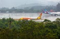 Boeing 737 brakes on the runway Royalty Free Stock Photo