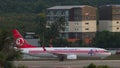 Malaysian Airline System Boeing 737 taxiing after landing at Phuket