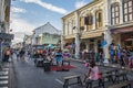 PHUKET, THAILAND NOVEMBER 01, 2015: Tourists shop at the old tow