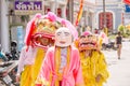 Phuket, Thailand - Oct 14, 2015 : Unidentified participants wearing mascot in the ceremony during Phuket vegetarian festival